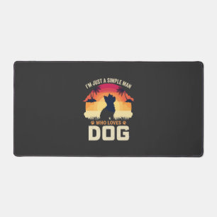 Eenvoudige Man Die Hond Lief Silhouet Zonsondergan Bureaumat