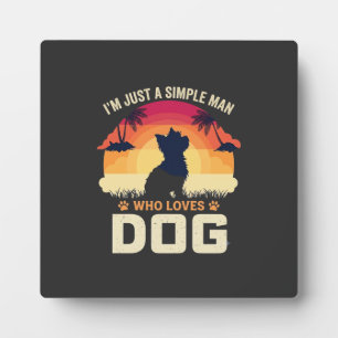 Eenvoudige Man Die Hond Silhouet Zonsondergang Pal Fotoplaat