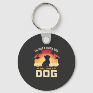 Eenvoudige Man Die Hond Silhouet Zonsondergang Pal Sleutelhanger