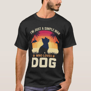 Eenvoudige Man Die Hond Silhouet Zonsondergang Pal T-shirt