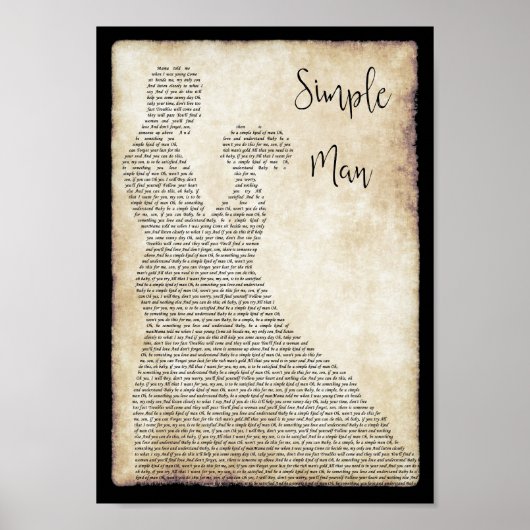 Eenvoudige Man Song Lyric Man Lady Dansend Print (Voorkant)