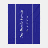 Eenvoudige Marine Blauw en Wit Familienaam Datum E Fleece Deken (Voorkant)