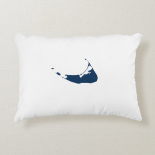 Eenvoudige Marine Blauwe Nantucket Island ACK Kaar Accent Kussen