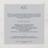 Eenvoudige Marine & Staal Grijs Monogram Huwelijks Programma (Voorkant)