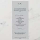 Eenvoudige Marine & Staal Grijs Monogram Huwelijks Programma (Voorkant)