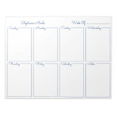 Eenvoudige marineblauwdunne grensnaam Weekly Plann Notitieblok (Voorkant)