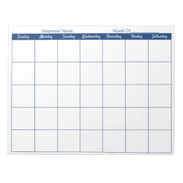 Eenvoudige marineblauwdunne rand Maandelijkse plan Notitieblok