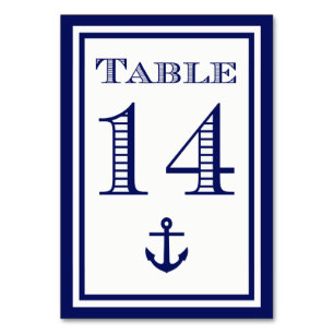 Eenvoudige marineblauwe lijst anker tafelkaart #14 kaart