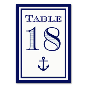 Eenvoudige marineblauwe lijst anker tafelkaart #18 kaart