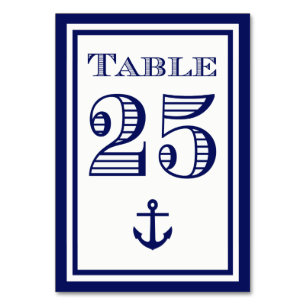 Eenvoudige marineblauwe lijst anker tafelkaart #1 kaart