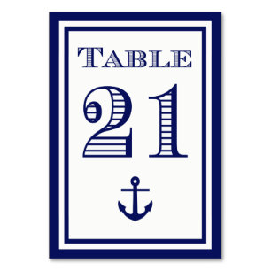 Eenvoudige marineblauwe lijst anker tafelkaart #21 kaart