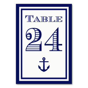 Eenvoudige marineblauwe lijst anker tafelkaart #24 kaart