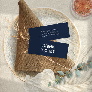 Eenvoudige marineblauwe Pas getrouwd Wedding Drink Mini Visitekaartje