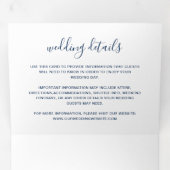 Eenvoudige marineblauwe Waterverf moderne bruiloft Drieluik Uitnodiging (Binnenzijde eerst)