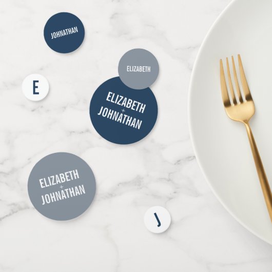 Eenvoudige marineslag en mosterd Blue Typography W Confetti (Groep)