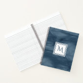 Eenvoudige marmer Blue Subtle Marble Modern Monogr Notitieboek (Binnen)