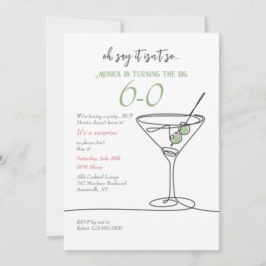 Eenvoudige Martini uitnodiging (Voorkant)