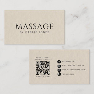 Eenvoudige massagetherapeut visitekaartje