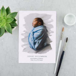 Eenvoudige mededeling van de geboorte van de Foto  Folie Uitnodiging
