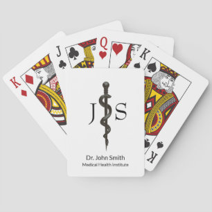 Eenvoudige Medische Asclepius Zwart Wit Profession Pokerkaarten