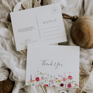Eenvoudige meerkleurige Wildflower Dank u Briefkaart