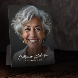 Eenvoudige Memorial Foto & Aangepaste Tekst Tablet Fotoplaat