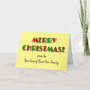 Eenvoudige "MERRY CHRISTMAS" + aangepaste naam Feestdagen Kaart