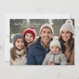 Eenvoudige Merry Christmas Custom Photo Holiday Ka Bedankkaart