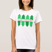 Eenvoudige Merry Christmas Green Tree Design Wit T-shirt (Voorkant)