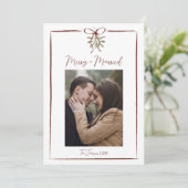 Eenvoudige Merry & Getrouwd Red Bow Foto Doodle Feestdagenkaart (Staand voorkant)