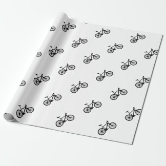 Eenvoudige, met de hand getrokken fiets in zwart-w cadeaupapier