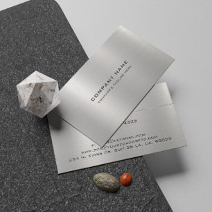 Eenvoudige Metallic Zilver Geborsteld Staal Look Visitekaartje