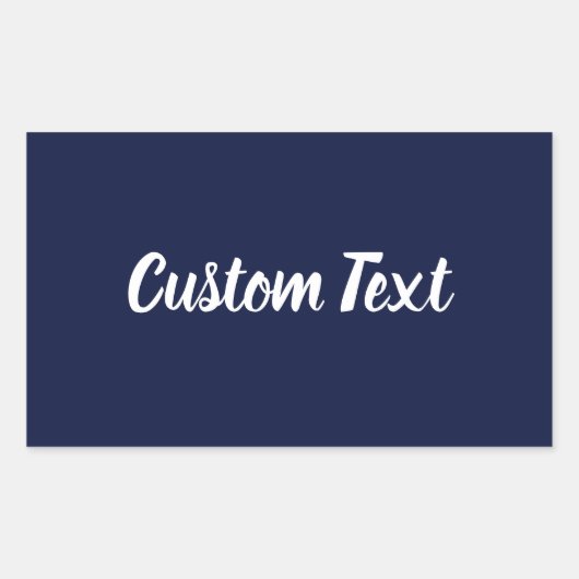 Eenvoudige Midnight Blue White Script Text Sjabloo Rechthoekige Sticker (Voorkant)