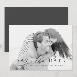 Eenvoudige minieme fotobruiloft met een foto als o save the date