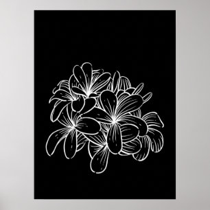 Eenvoudige Minimal Floral Line Art Bloemen Zwart W Poster