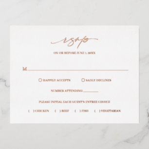 Eenvoudige Minimal Formal Classic Bruiloft RSVP Ka Folie Uitnodiging Briefkaart