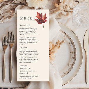 Eenvoudige Minimal Herfst Leaf Cream Bruiloft Menu