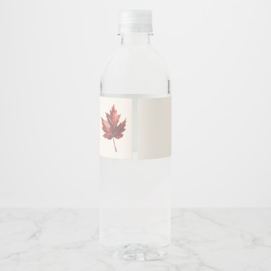 Eenvoudige Minimal Herfst Leaf Cream Bruiloft Waterfles Etiket (Achterkant)
