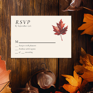 Eenvoudige Minimal Herfst Leaf Cream Wedding RSVP