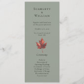 Eenvoudige Minimal Herfst Sage Groene Bruiloft Programma (Voorkant)