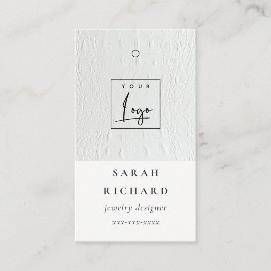 Eenvoudige Minimal Leather Texture Prijs Label Log (Voorkant)