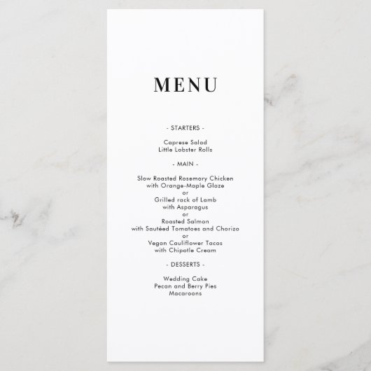 Eenvoudige Minimal Modern Monogram Wedding Menu Ka (Voorkant)