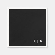 Eenvoudige Minimal Monogram Zwart Custom Wedding