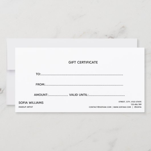 Eenvoudige Minimal Zwart Wit Certificaat Gift Kaar (Achterkant)