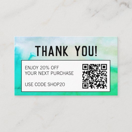 Eenvoudige, minimale Abstracte QR-CODE van de Wate Kortingskaartje (Voorkant)