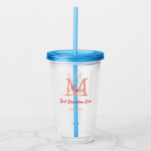 eenvoudige minimale beste oma ooit rode monogram t acryl drinkbeker