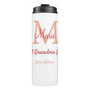 eenvoudige minimale beste oma ooit rode monogram t thermosbeker