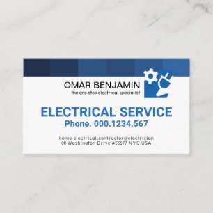 Eenvoudige minimale blauwe strepes-elektrische ser visitekaartje