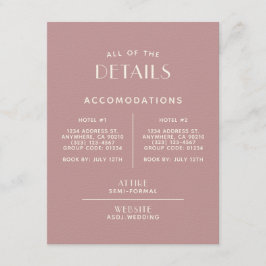 Eenvoudige minimale Blush Ecru Wedding Detail-behu Informatiekaartje