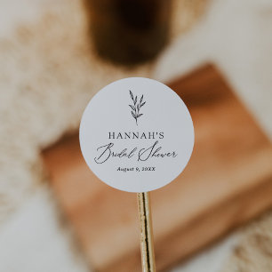 Eenvoudige Minimale Botanische Bruidsdouche Ronde Sticker
